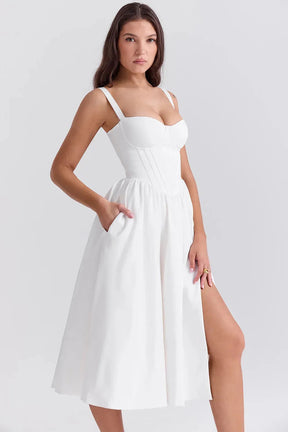 Vestido Midi Modelador Branco - Modelo Aghata