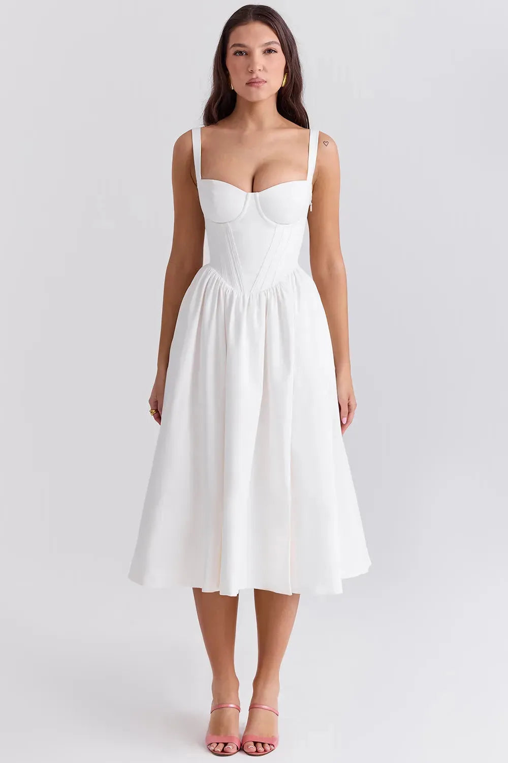 Vestido Midi Modelador Branco - Modelo Aghata